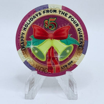 Four Queens Las Vegas Nevada 2004 'Happy Holidays' LE $5 Casino Chip E4217