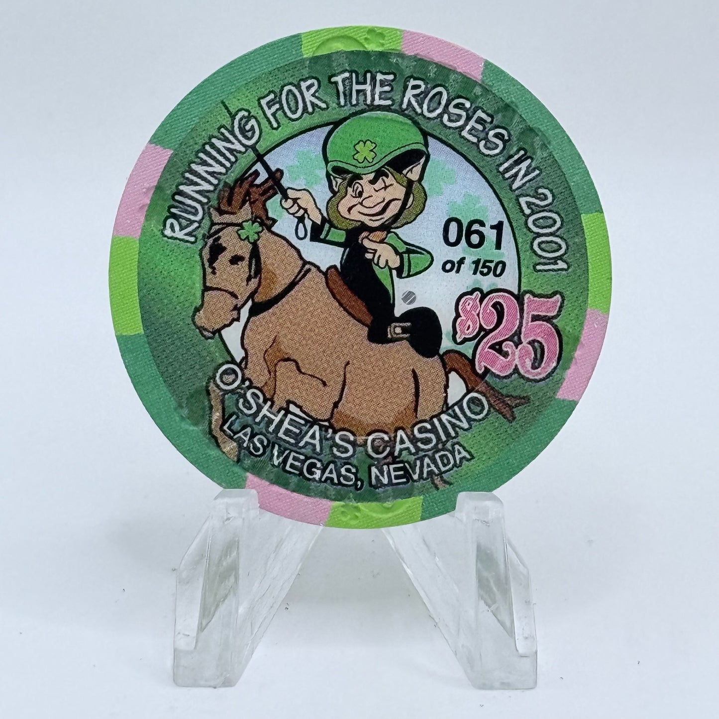 O'Sheas Las Vegas Nevada 2001 'Running for Roses' LE $25 Casino Chip V6727