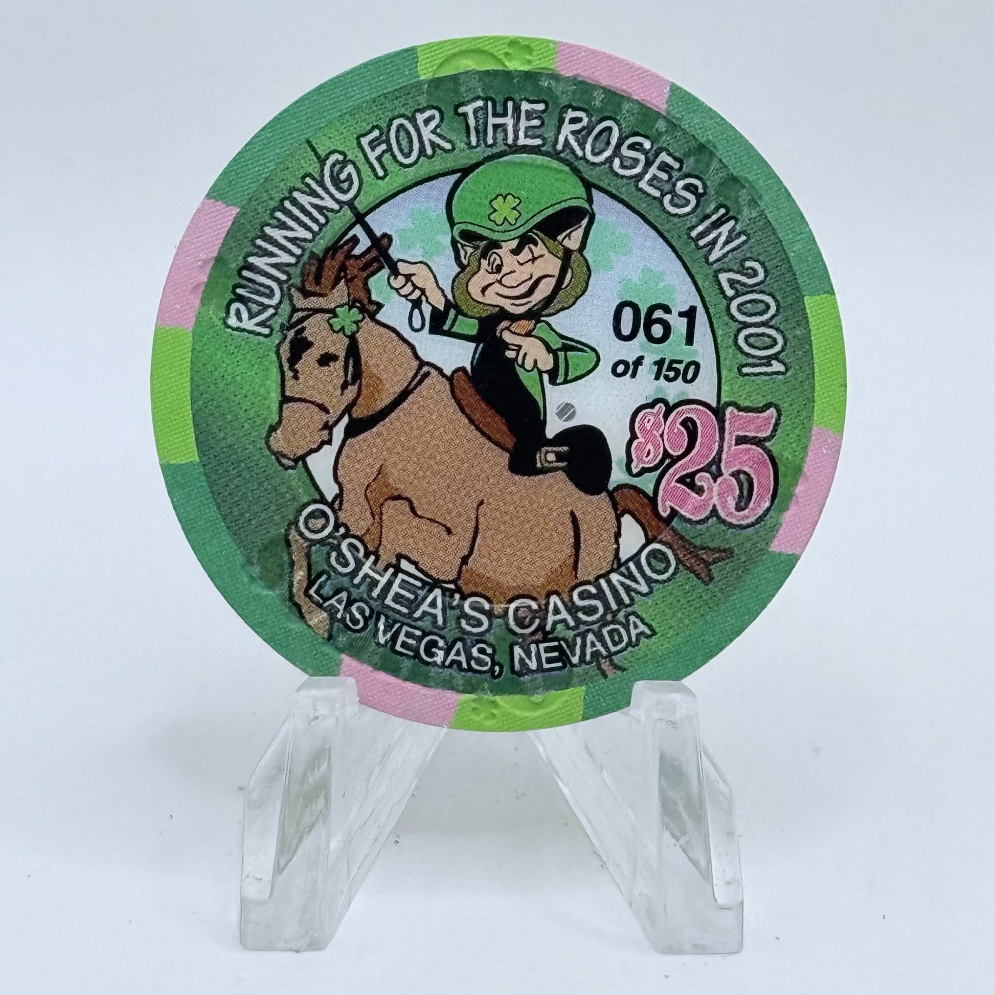 O'Sheas Las Vegas Nevada 2001 'Running for Roses' LE $25 Casino Chip V6727