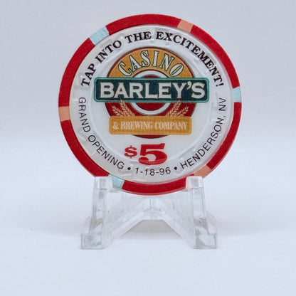 Barley's Casino & Brewing Henderson Nevada 1996 LE $5 Casino Chip N1256