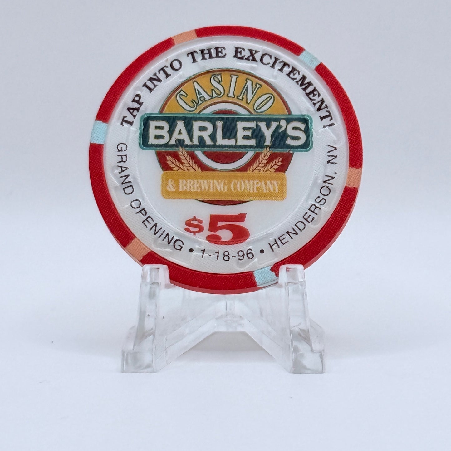 Barley's Casino & Brewing Henderson Nevada 1996 LE $5 Casino Chip N1256