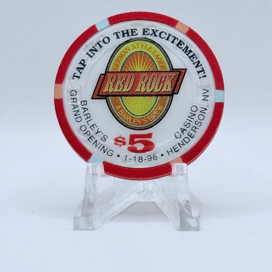 Barley's Casino & Brewing Henderson Nevada 1996 'Red Rock' LE $5 Casino Chip N1257