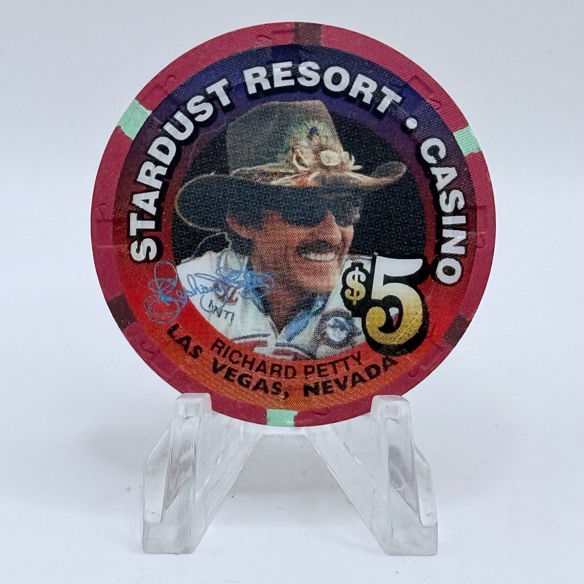 Stardust Las Vegas Nevada 1998 'Richard Petty' LE $5 Casino Chip V1583