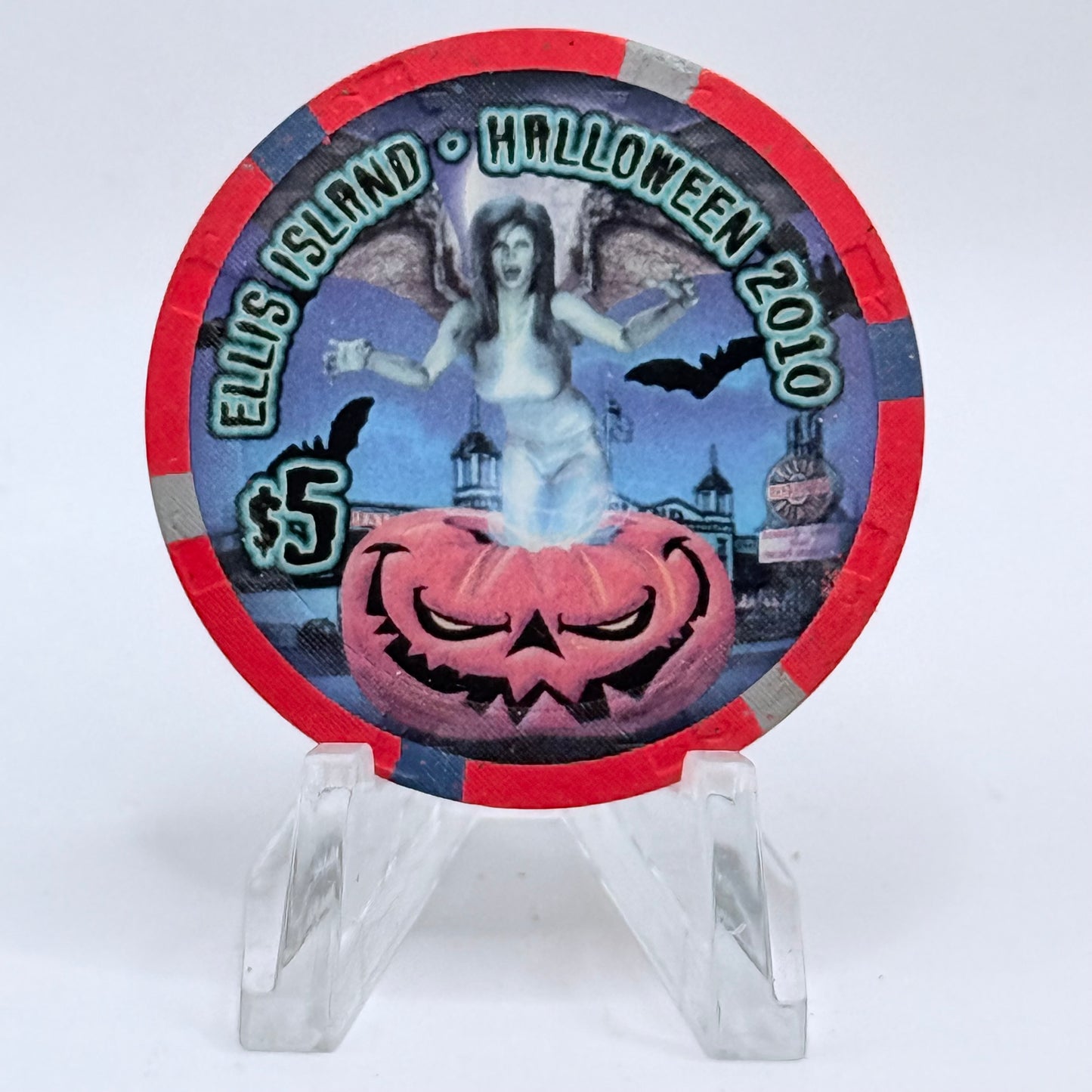Ellis Island Las Vegas Nevada 2010 'Halloween' LE $5 Casino Chip E9837