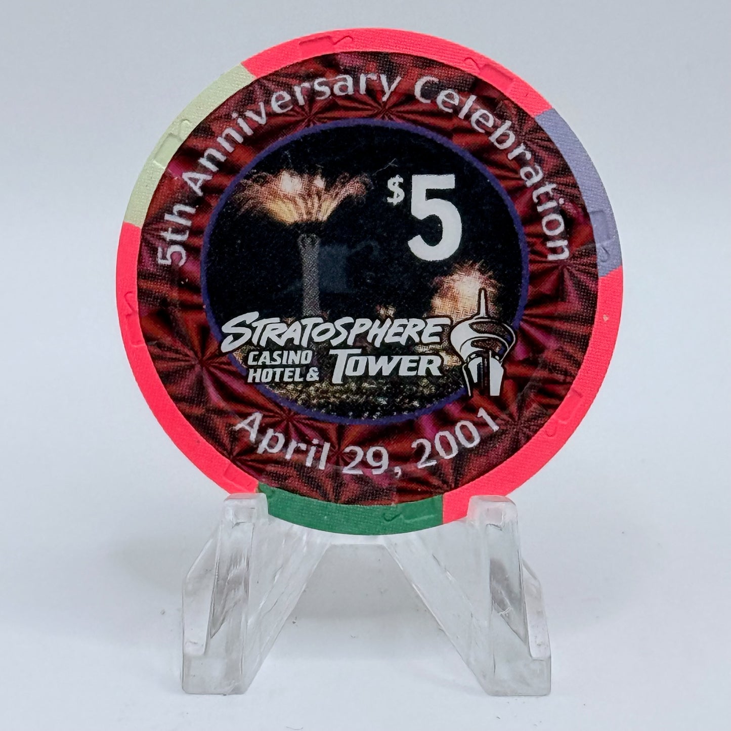 Stratosphere Las Vegas Nevada 2001 '5th Anniversary Celebration' LE $5 Casino Chip V7492