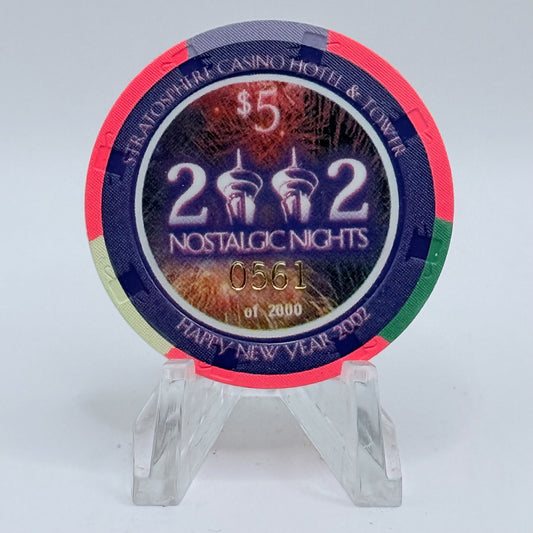 Stratosphere Las Vegas Nevada 2002 'Happy New Year' LE $5 Casino Chip V7516