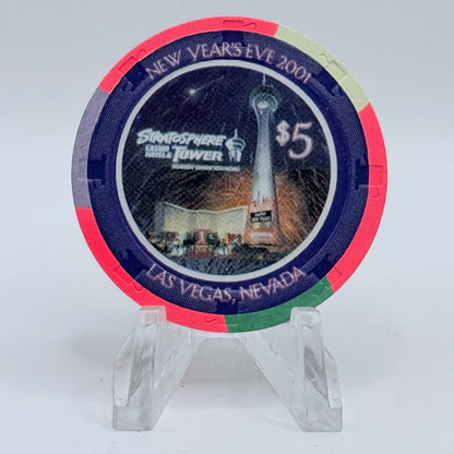 Stratosphere Las Vegas Nevada 2002 'Happy New Year' LE $5 Casino Chip V7516