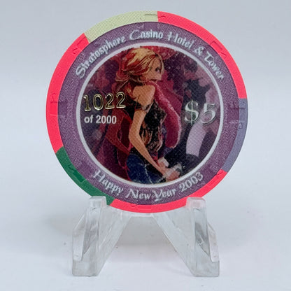 Stratosphere Las Vegas Nevada 2003 'Happy New Years' LE $5 Casino Chip E3403