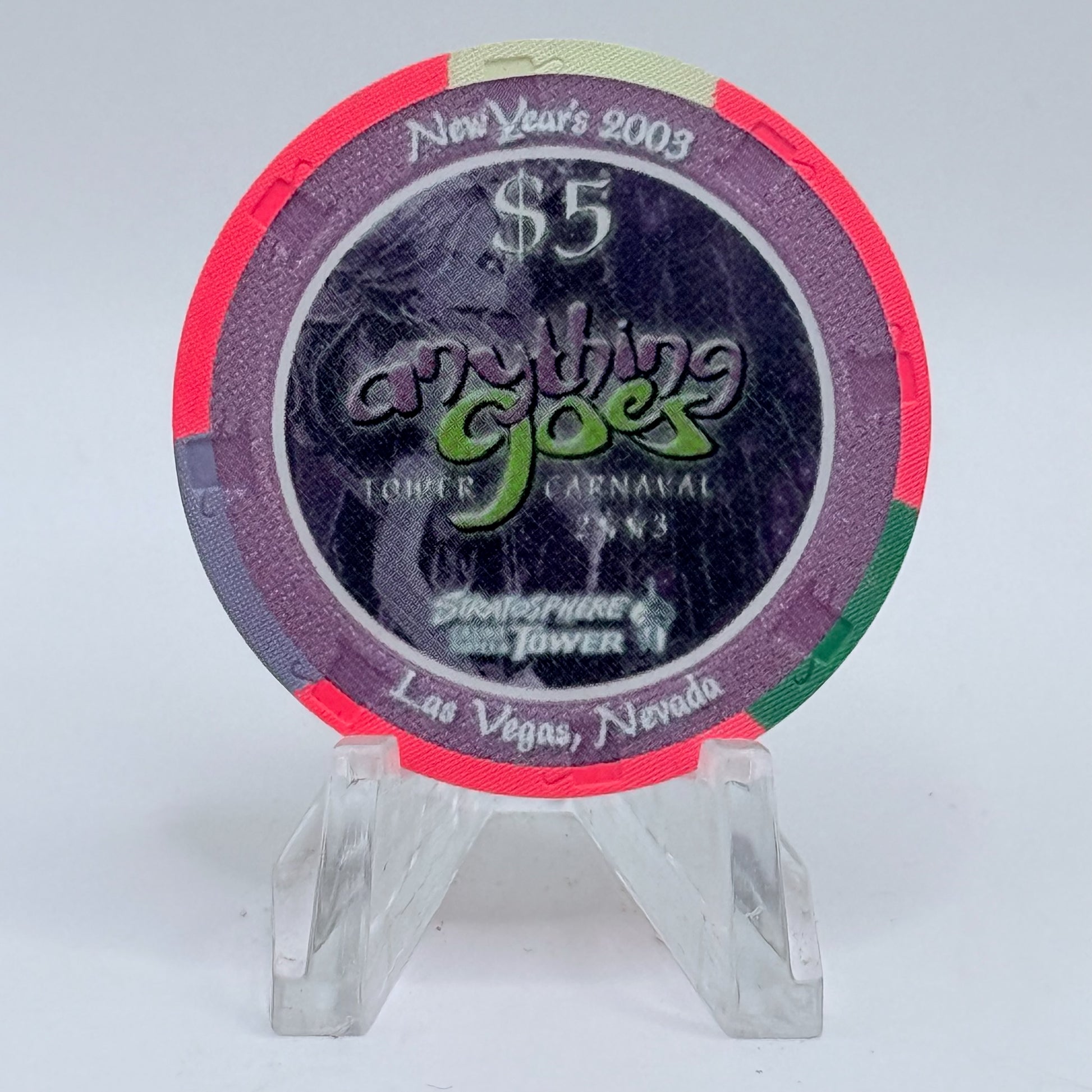 Stratosphere Las Vegas Nevada 2003 'Happy New Years' LE $5 Casino Chip E3403