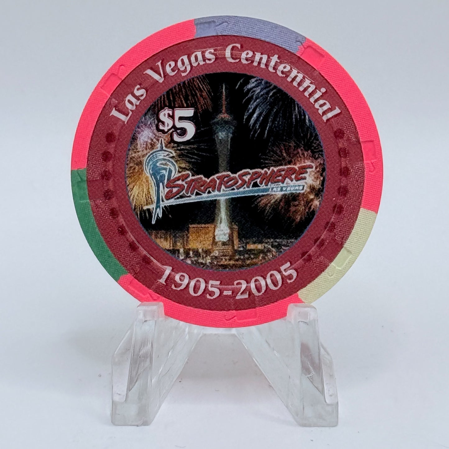 Stratosphere Las Vegas Nevada 2005 'Las Vegas Centennial' LE $5 Casino Chip E4353