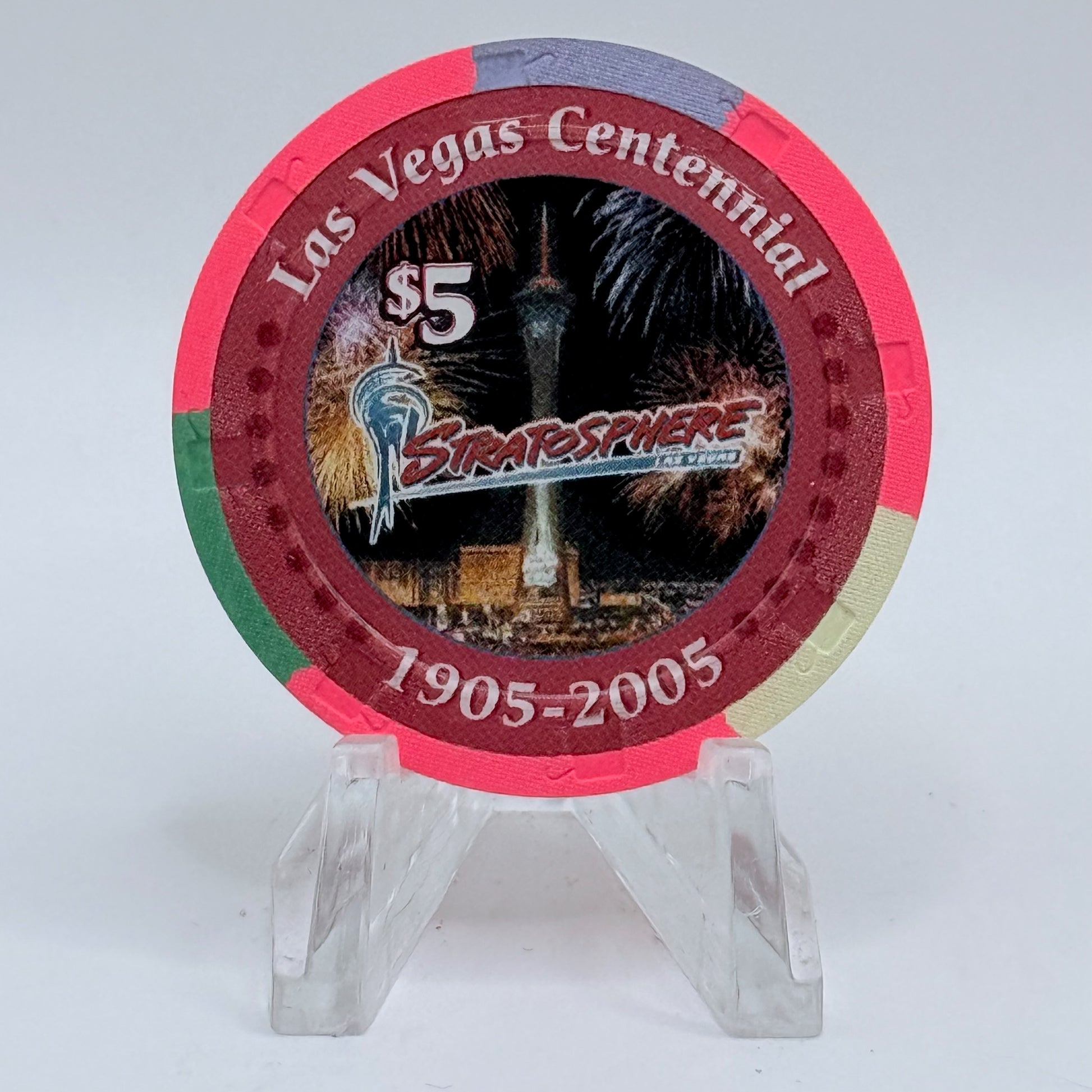 Stratosphere Las Vegas Nevada 2005 'Las Vegas Centennial' LE $5 Casino Chip E4353