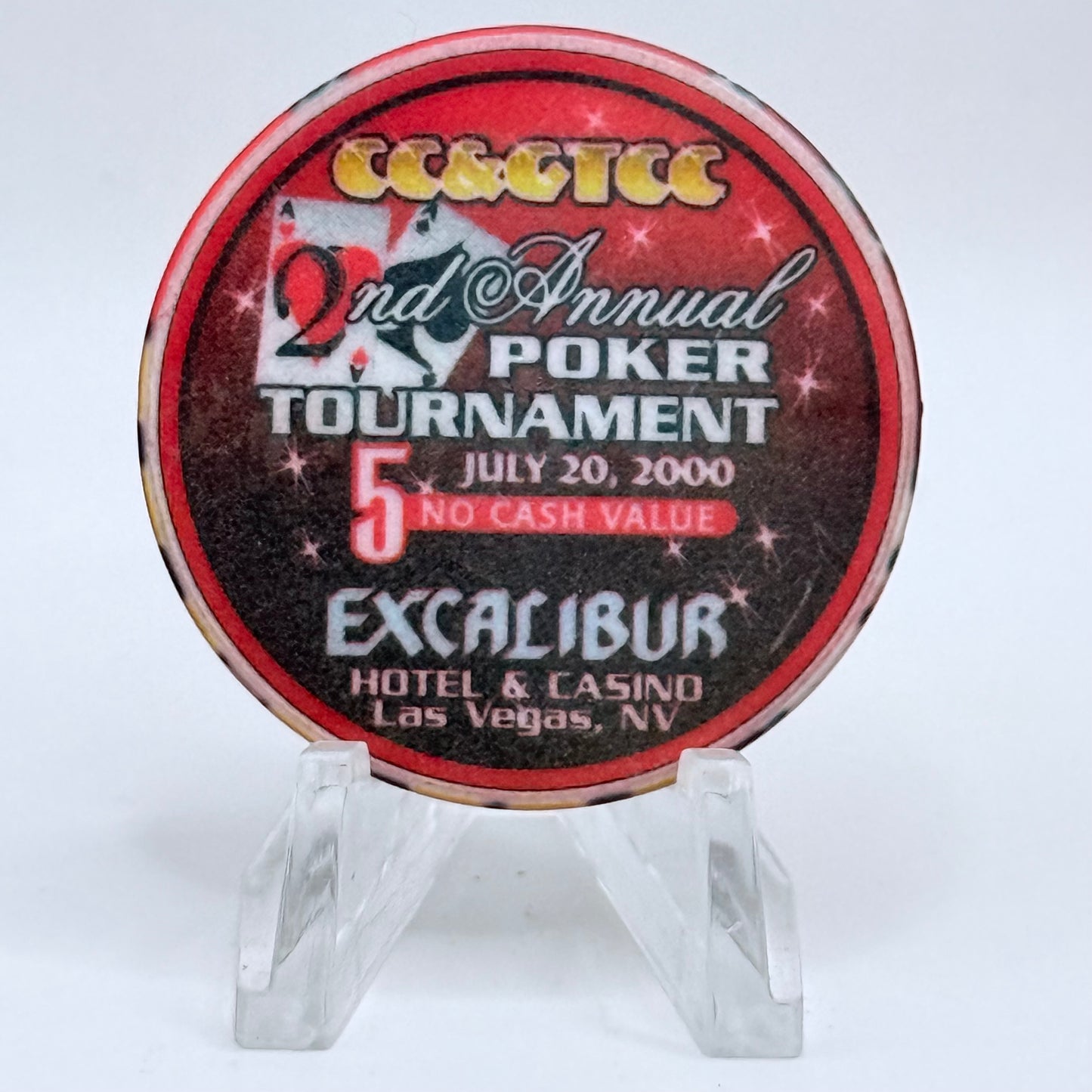 CCA Blackjack/Poker Tournaments 2000 '2nd Annual Poker Tournament' Series 2 $5 NCV Casino Chip V4071