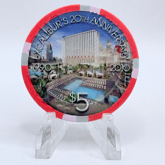 Excalibur Las Vegas Nevada 2009 '20th Anniversary' LE $5 Casino Chip E9510