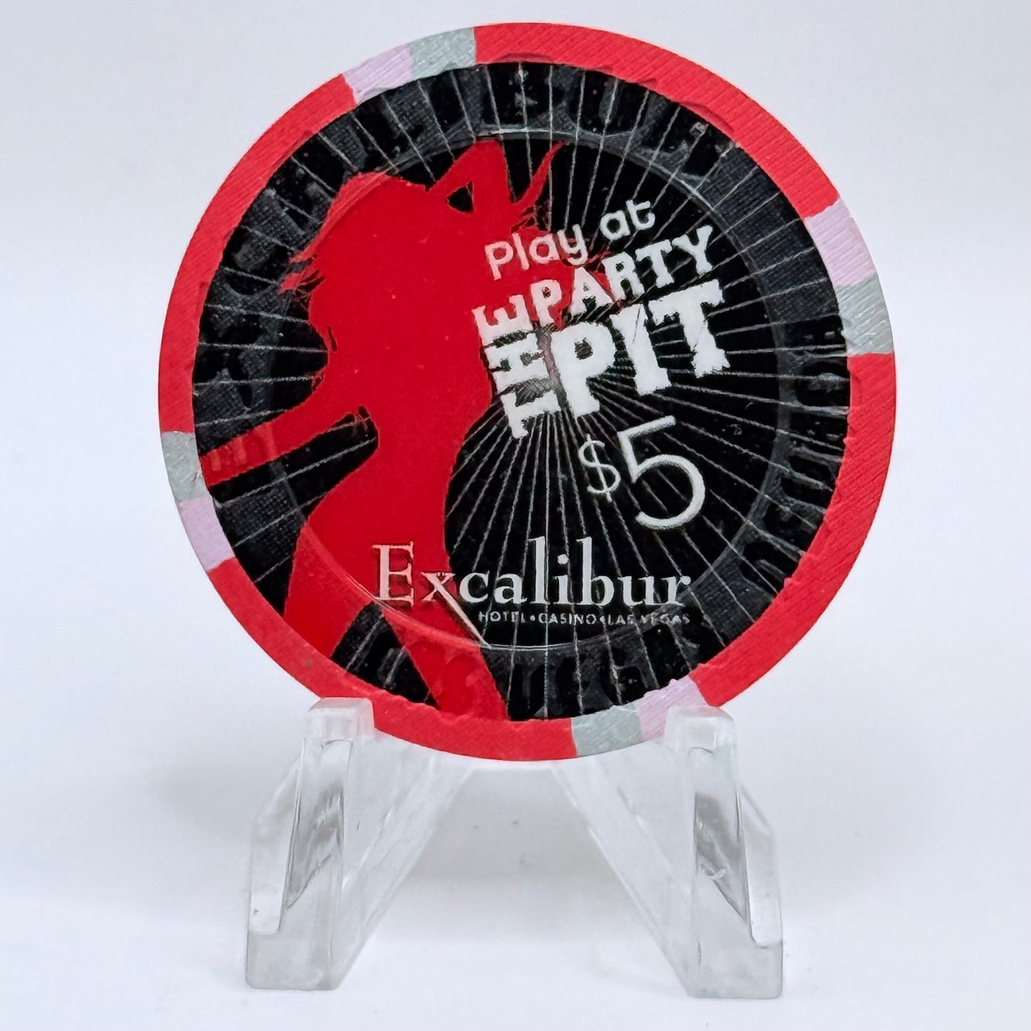 Excalibur Las Vegas Nevada 2009 'Play at the Party Pit' LE $5 Casino Chip E9507