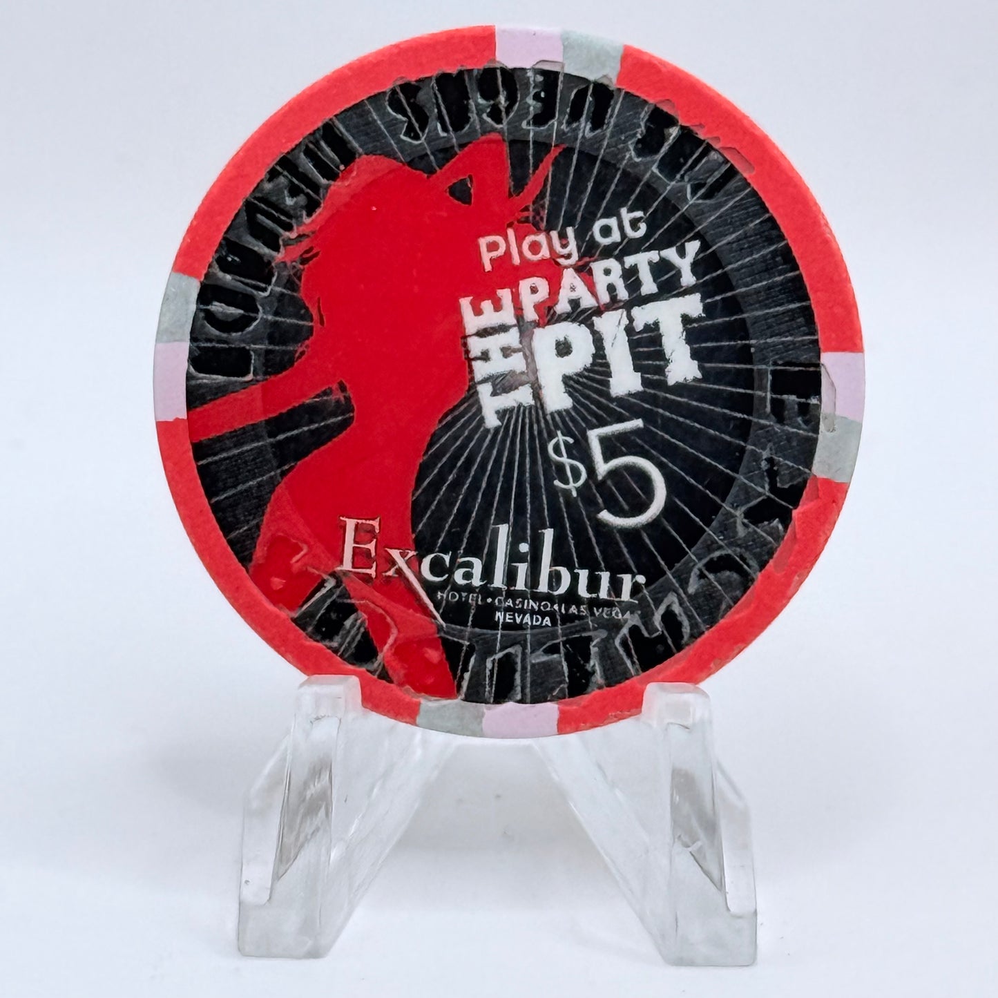 Excalibur Las Vegas Nevada 2009 'Play at the Party Pit' LE $5 Casino Chip E9511