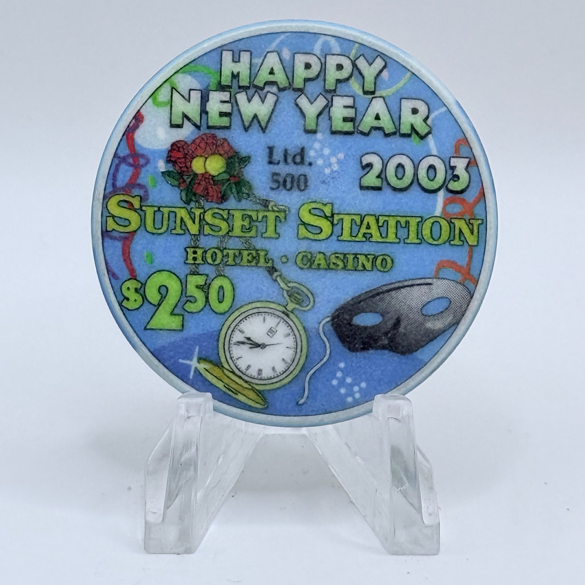 Sunset Station Henderson Nevada 2003 'Happy New Year' LE $2.50 Casino Chip E2700