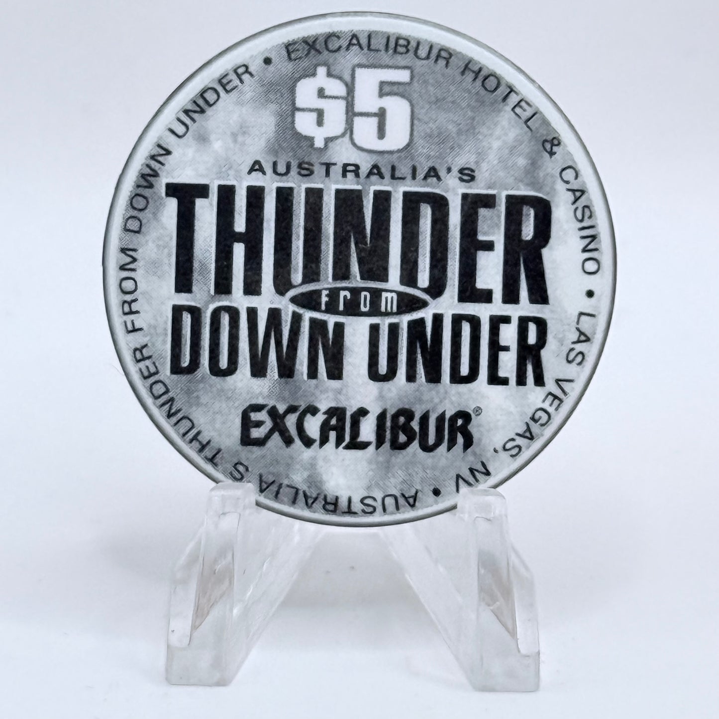 Excalibur Las Vegas Nevada 2003 'Thunder From Down Under' LE $5 Casino Chip E0422