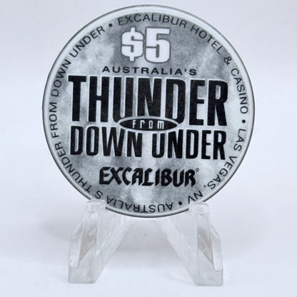 Excalibur Las Vegas Nevada 2003 'Thunder From Down Under' LE $5 Casino Chip E0422