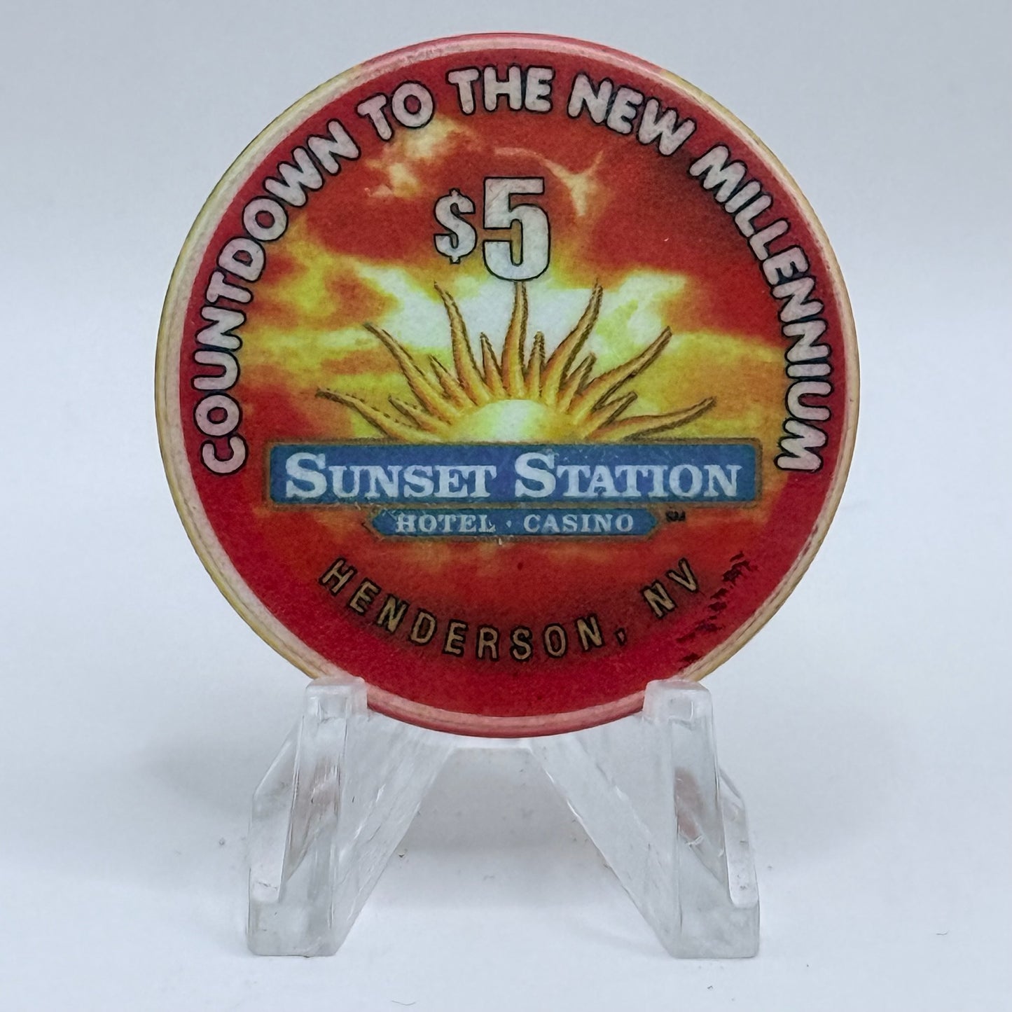 Sunset Station Henderson Nevada 2000 'Aces' Series 2 LE $5 Casino Chip V3492