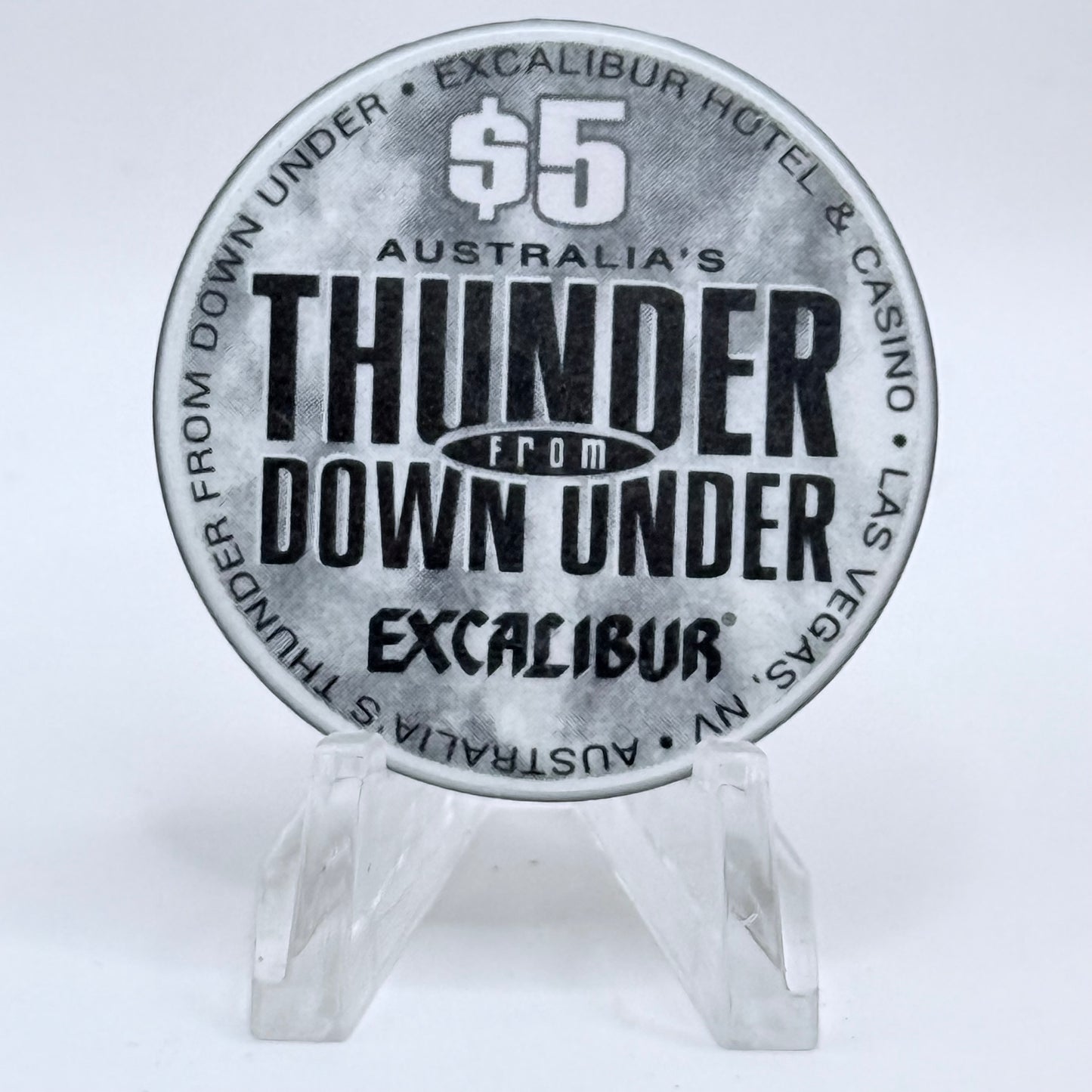 Excalibur Las Vegas Nevada 2003 'Thunder From Down Under' LE $5 Casino Chip E0424