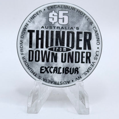 Excalibur Las Vegas Nevada 2003 'Thunder From Down Under' LE $5 Casino Chip E0424