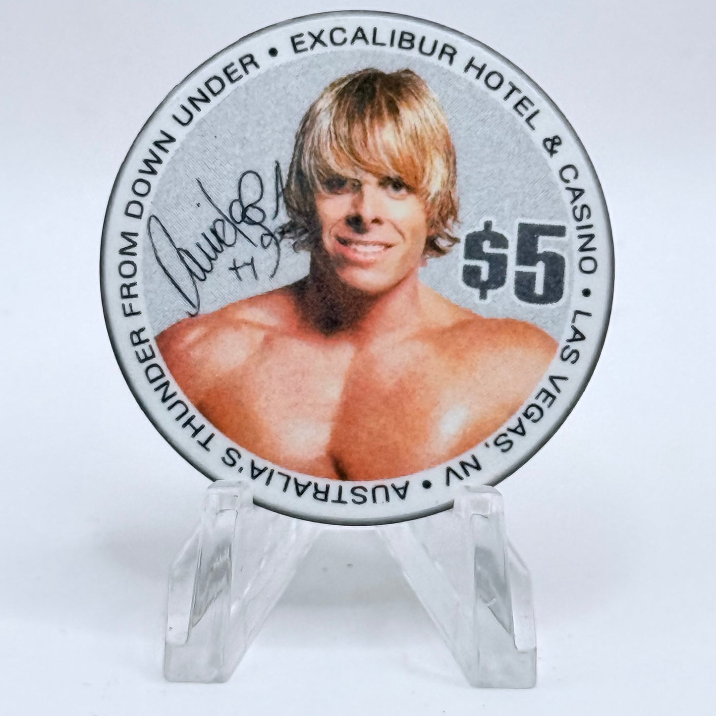 Excalibur Las Vegas Nevada 2003 'Thunder From Down Under' LE $5 Casino Chip E0425