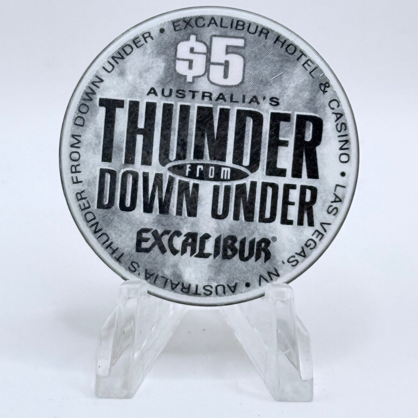 Excalibur Las Vegas Nevada 2003 'Thunder From Down Under' LE $5 Casino Chip E0425
