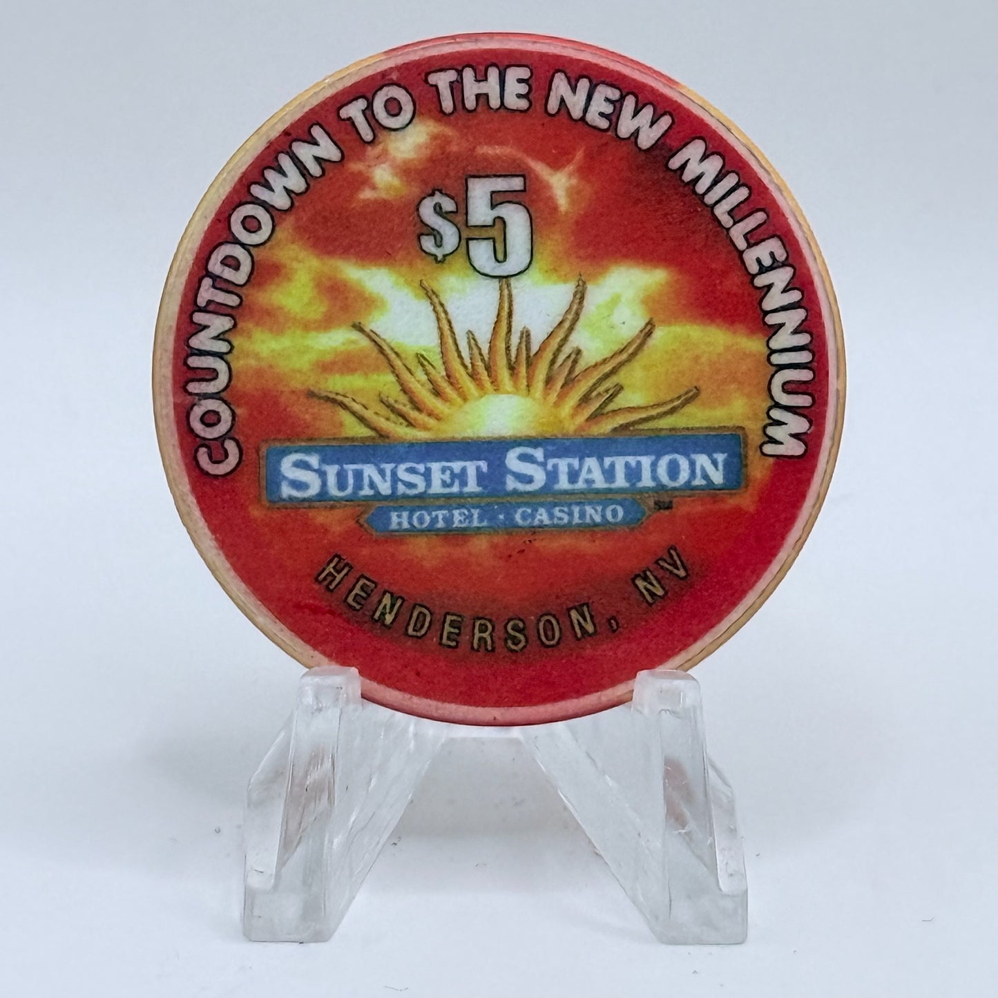 Sunset Station Henderson Nevada 1999 'Threes' Series 2 LE $5 Casino Chip V3481