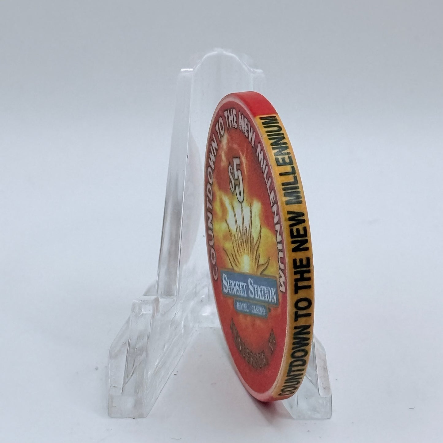 Sunset Station Henderson Nevada 1999 'Threes' Series 2 LE $5 Casino Chip V3481