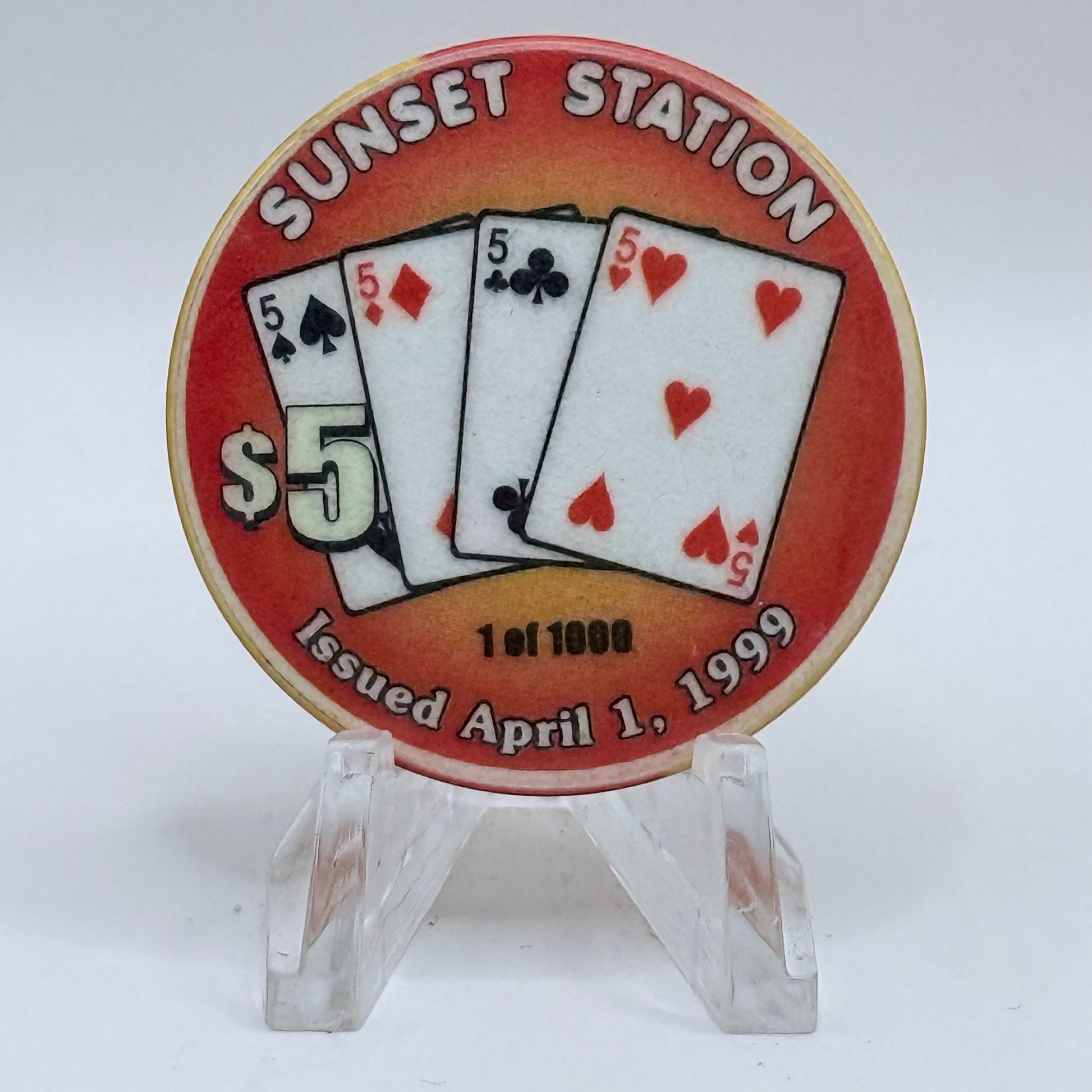 Sunset Station Henderson Nevada 1999 'Fives' Series 2 LE $5 Casino Chip V3483