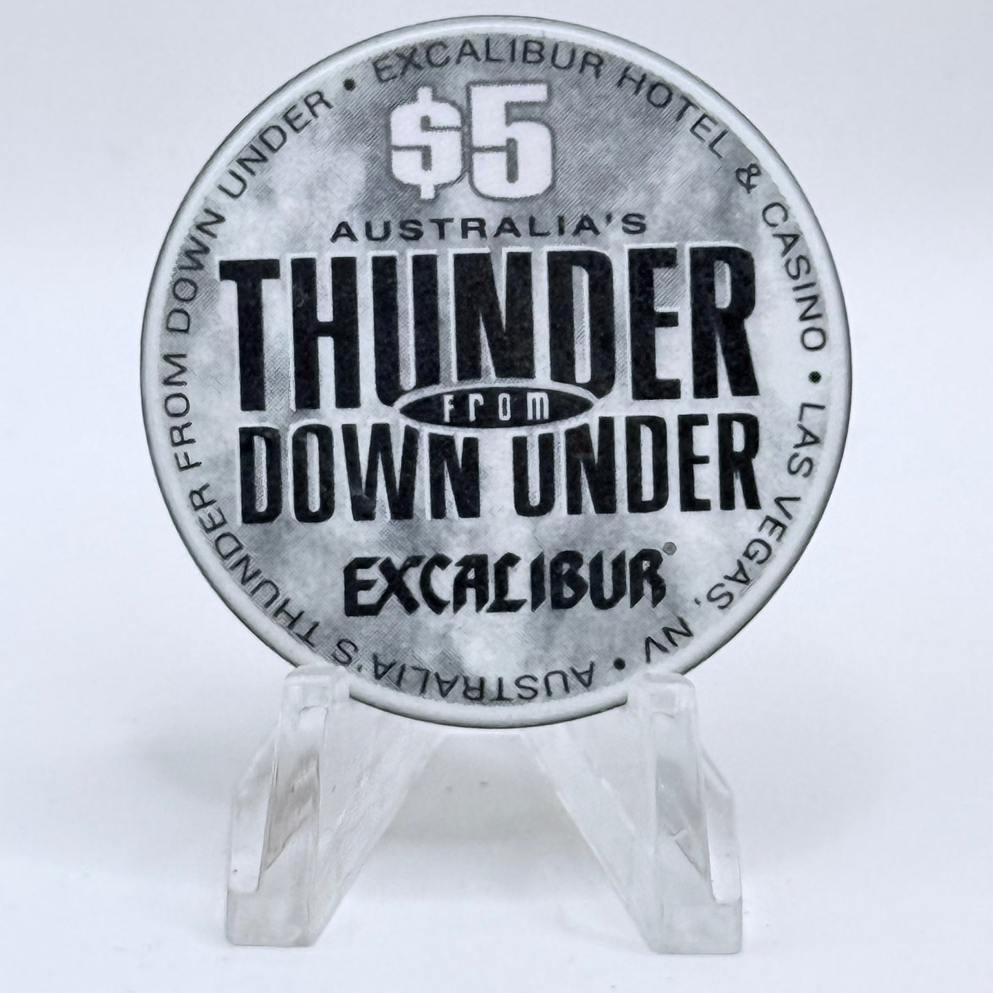 Excalibur Las Vegas Nevada 2003 'Thunder From Down Under' LE $5 Casino Chip E0426