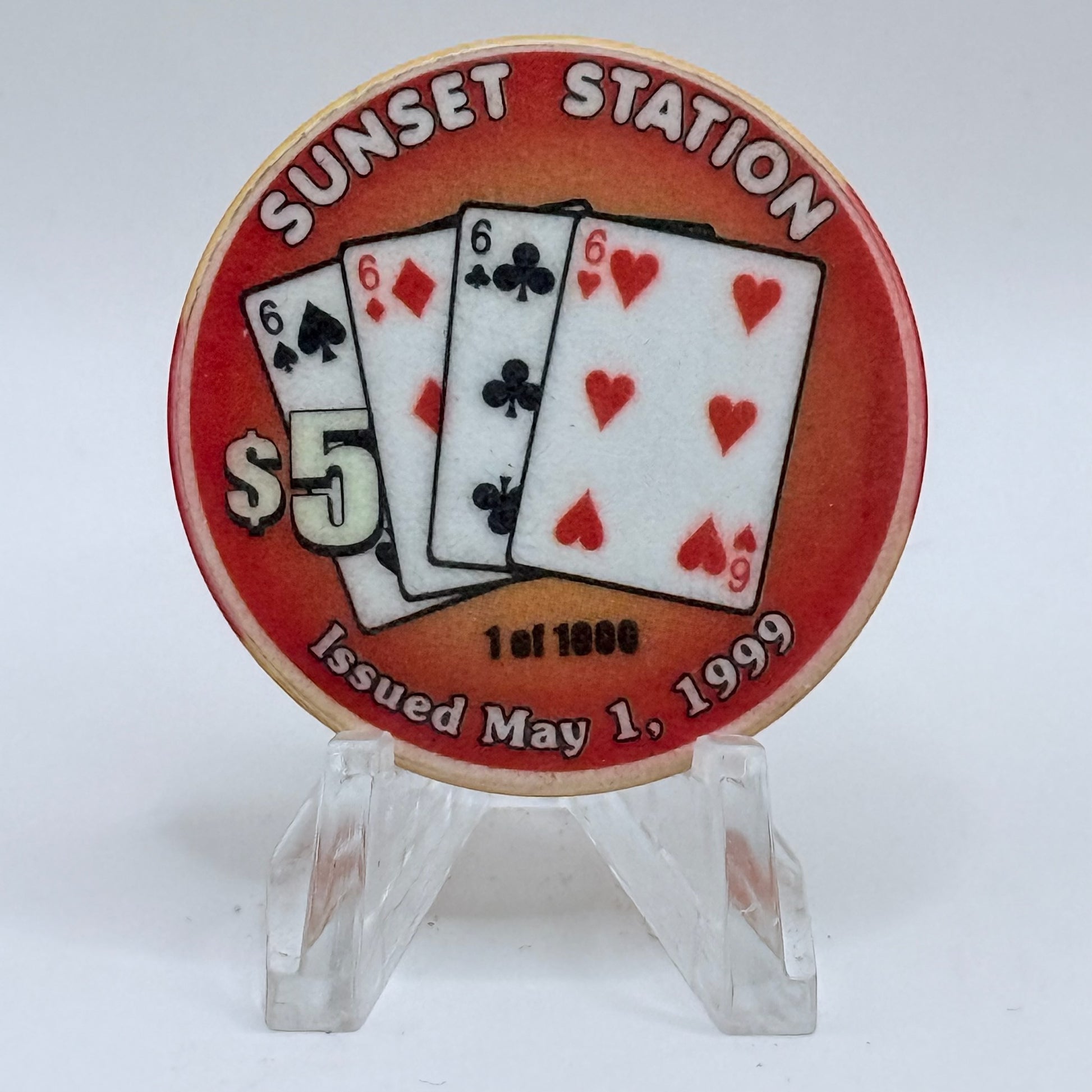 Sunset Station Henderson Nevada 1999 'Sixes' Series 2 LE $5 Casino Chip V3484