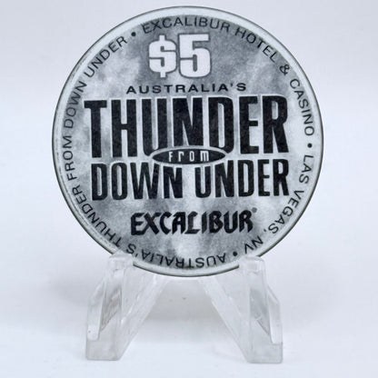Excalibur Las Vegas Nevada 2003 'Thunder From Down Under' LE $5 Casino Chip E0427