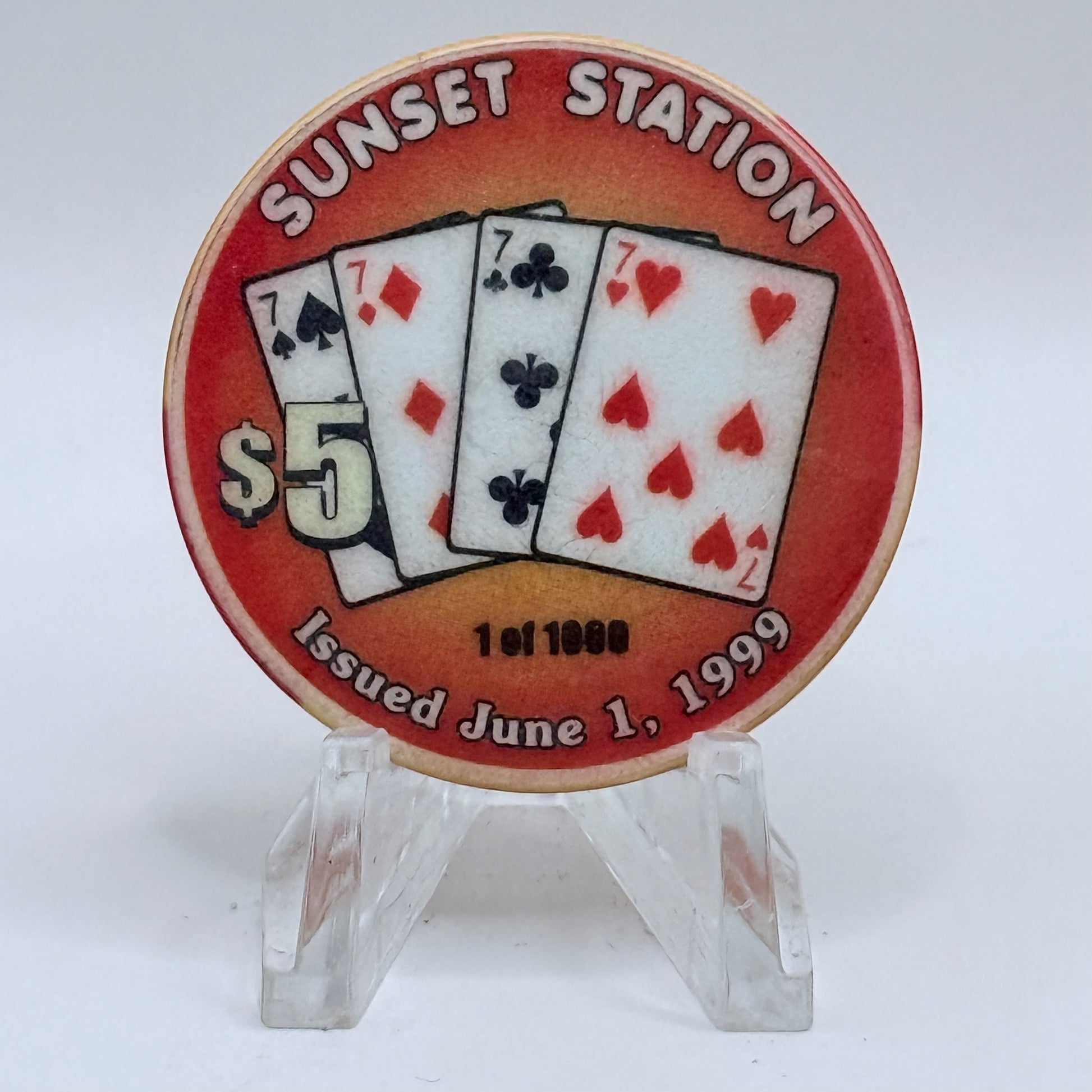 Sunset Station Henderson Nevada 1999 'Sevens' Series 2 LE $5 Casino Chip V3485