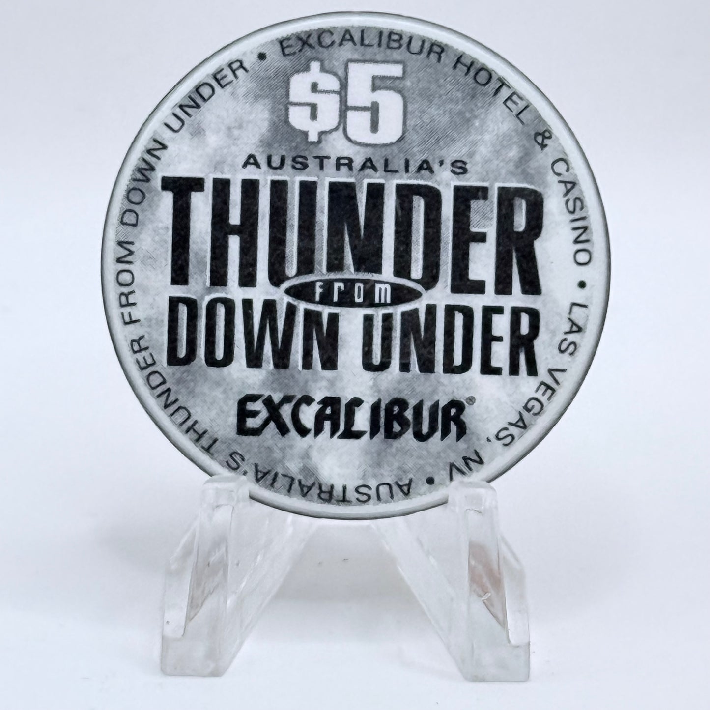 Excalibur Las Vegas Nevada 2003 'Thunder From Down Under' LE $5 Casino Chip E0428