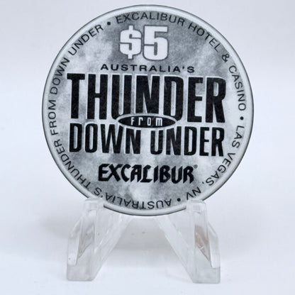 Excalibur Las Vegas Nevada 2003 'Thunder From Down Under' LE $5 Casino Chip E0428
