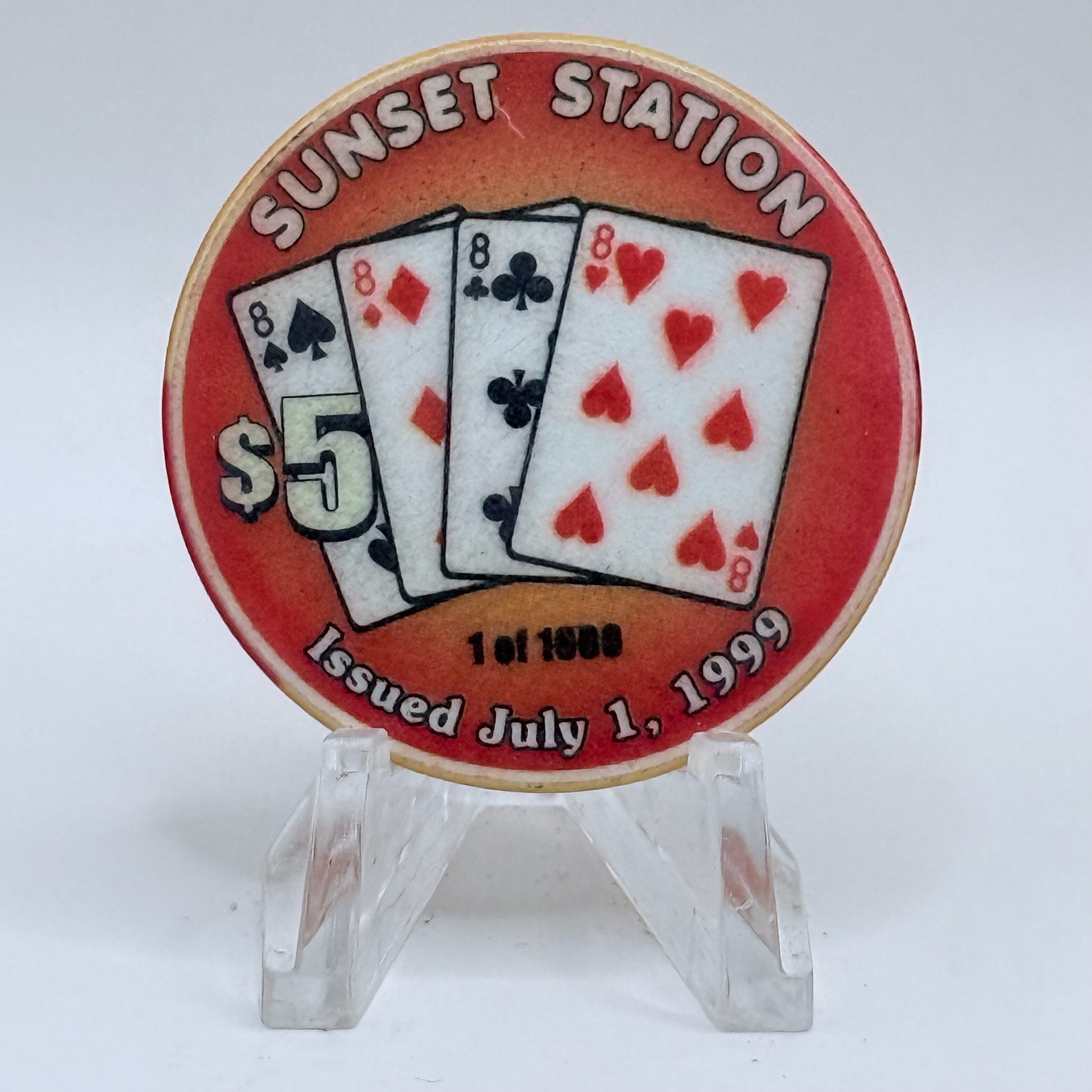 Sunset Station Henderson Nevada 1999 'Eights' Series 2 LE $5 Casino Chip V3486