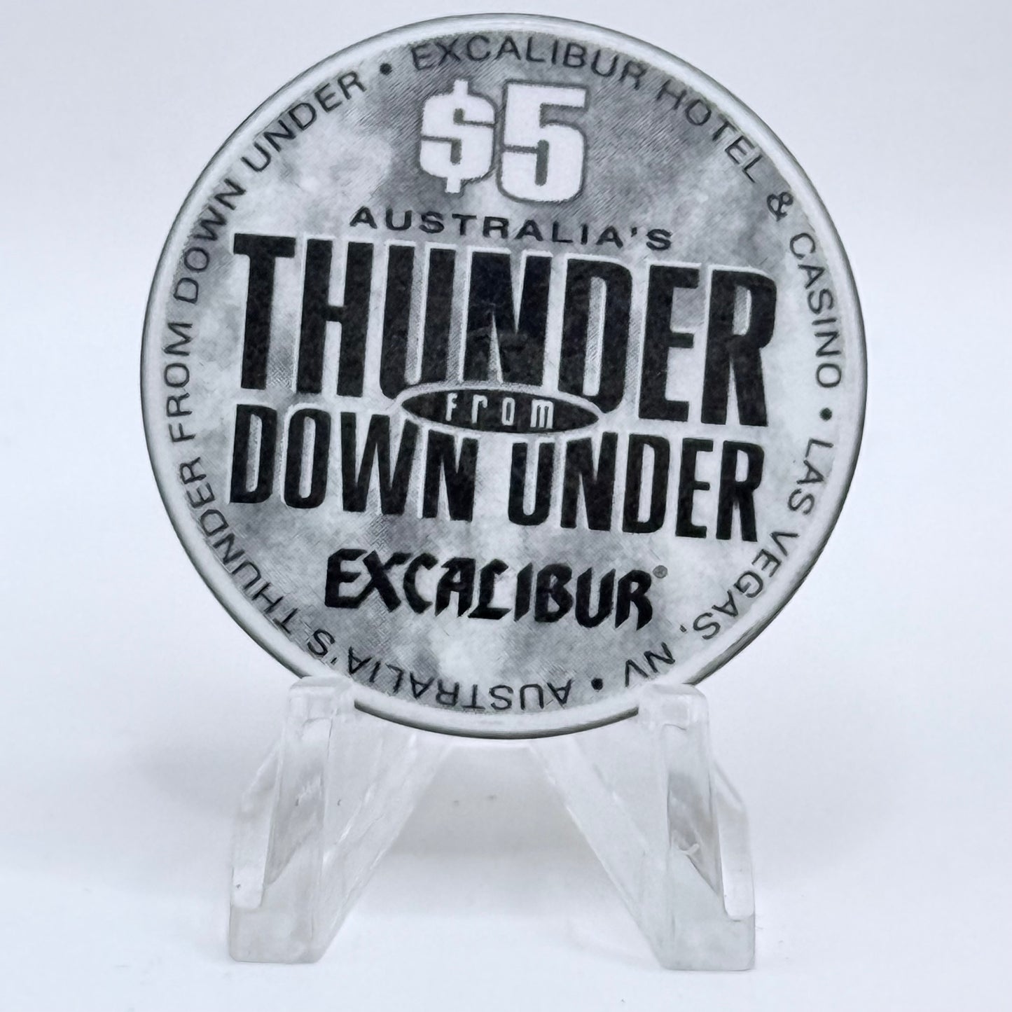 Excalibur Las Vegas Nevada 2003 'Thunder From Down Under' LE $5 Casino Chip E0429