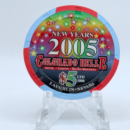 Colorado Belle Laughlin Nevada 2005 'New Year's Eve' LE $5 Casino Chip E4164