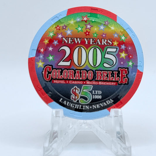 Colorado Belle Laughlin Nevada 2005 'New Year's Eve' LE $5 Casino Chip E4164