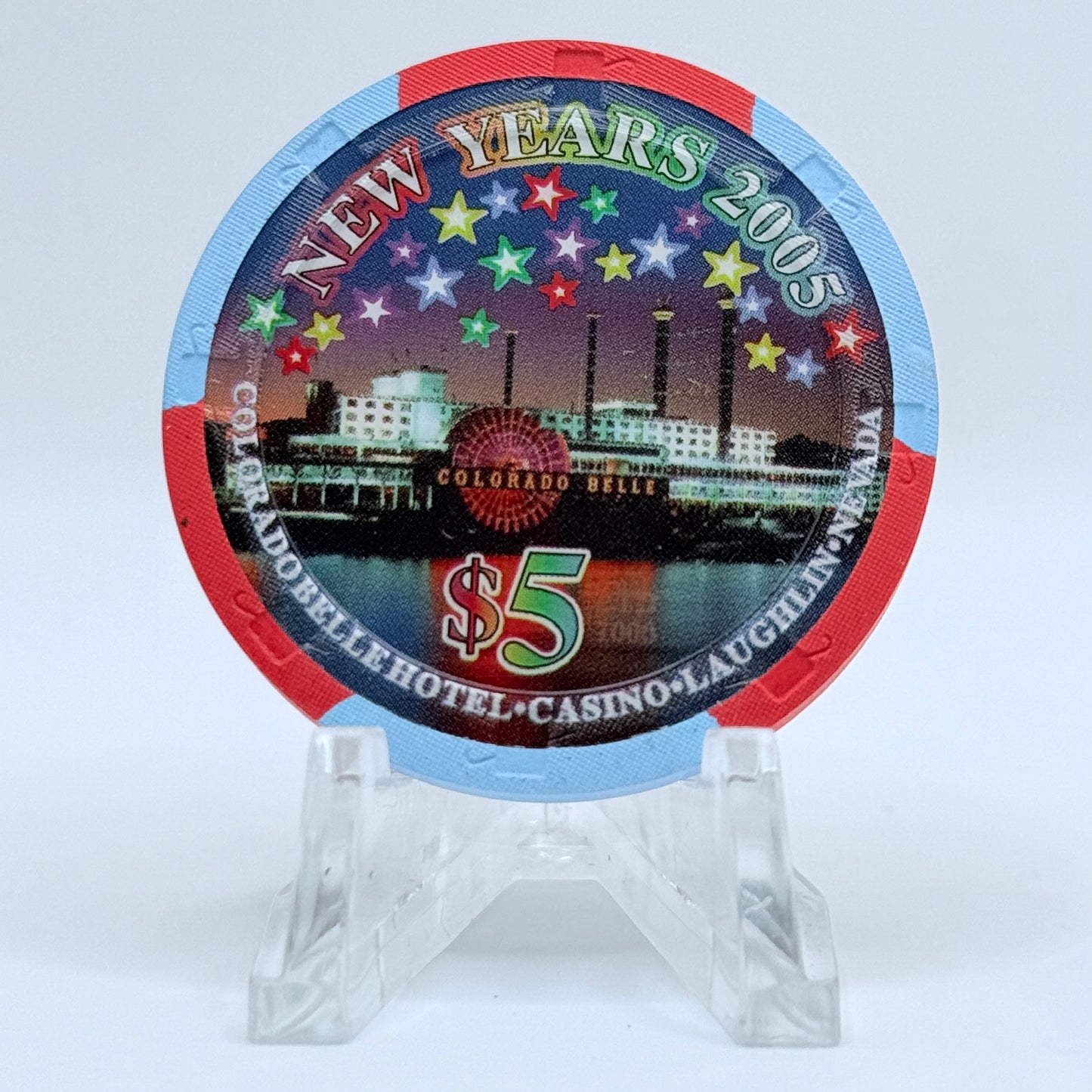 Colorado Belle Laughlin Nevada 2005 'New Year's Eve' LE $5 Casino Chip E4164