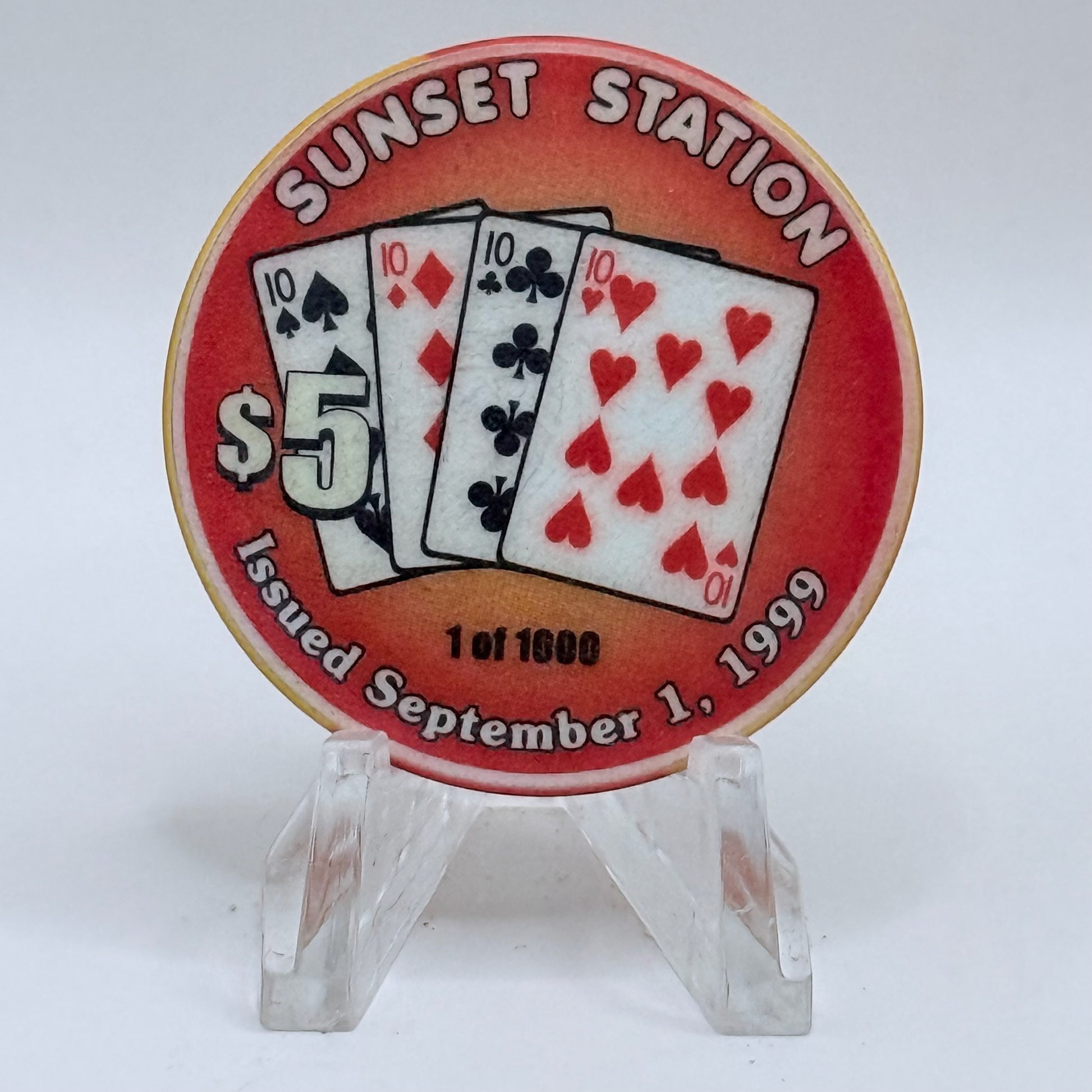 Sunset Station Henderson Nevada 1999 'Tens' Series 2 LE $5 Casino Chip V3488