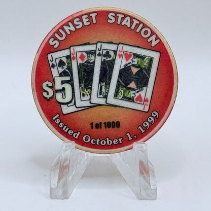Sunset Station Henderson Nevada 1999 'Jacks' Series 2 LE $5 Casino Chip V3489