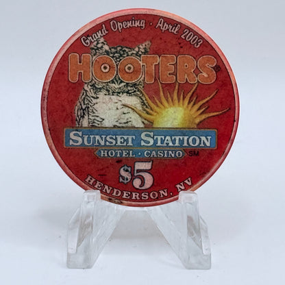 Sunset Station Henderson Nevada 2003 'Hooters Grand Opening - Gemma' LE $5 Casino Chip E2708