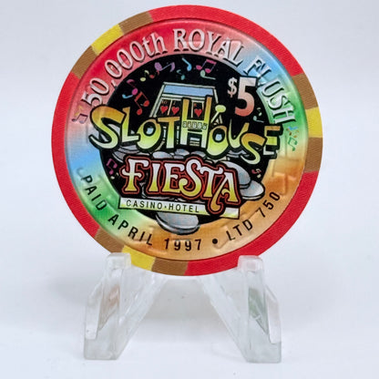 Fiesta Rancho N. Las Vegas Nevada 1997 '50,000th Royal Flush' LE $5 Casino Chip N9650