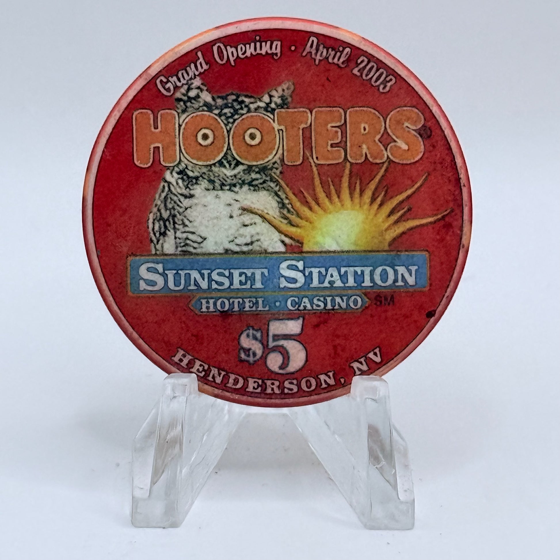 Sunset Station Henderson Nevada 2003 'Hooters Grand Opening - Tammy' LE $5 Casino Chip E2712