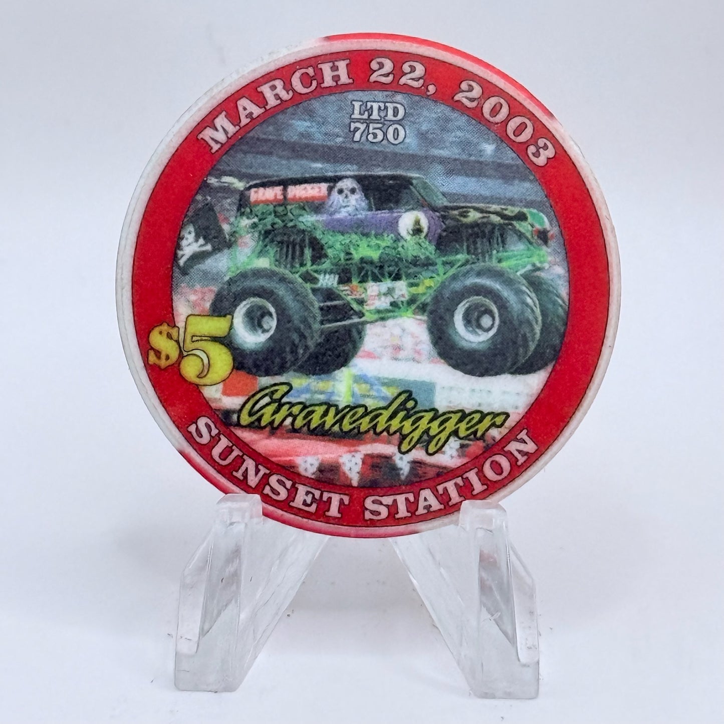 Sunset Station Henderson Nevada 2003 'Monster Jam' LE $5 Casino Chip E2714