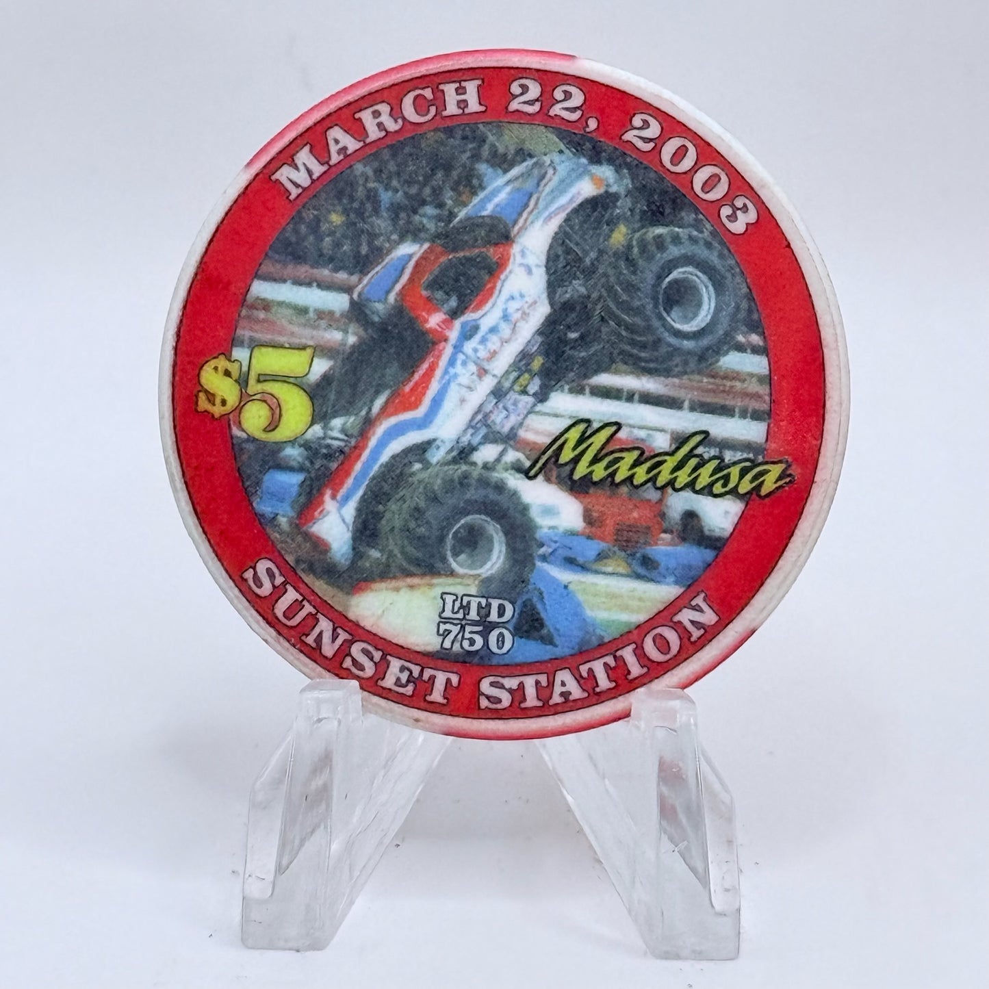 Sunset Station Henderson Nevada 2003 'Monster Jam' LE $5 Casino Chip E2715