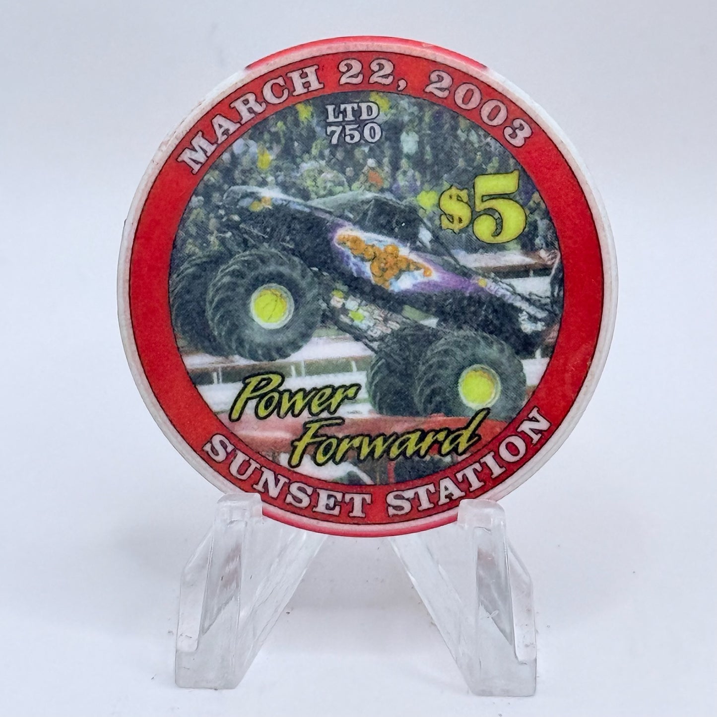 Sunset Station Henderson Nevada 2003 'Monster Jam' LE $5 Casino Chip E2717