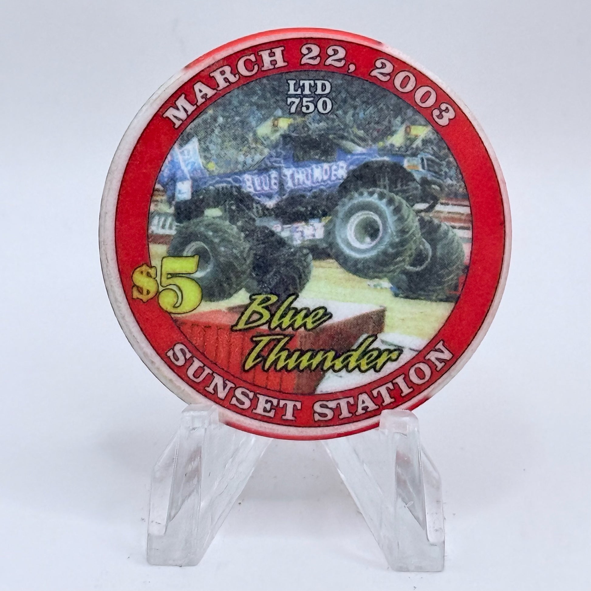 Sunset Station Henderson Nevada 2003 'Monster Jam' LE $5 Casino Chip E2713